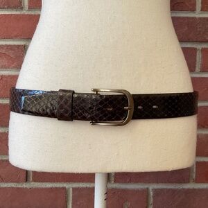 Men’s Chocolate Deep Brown Anaconda Snake Skin Leather Adjustable  Belt